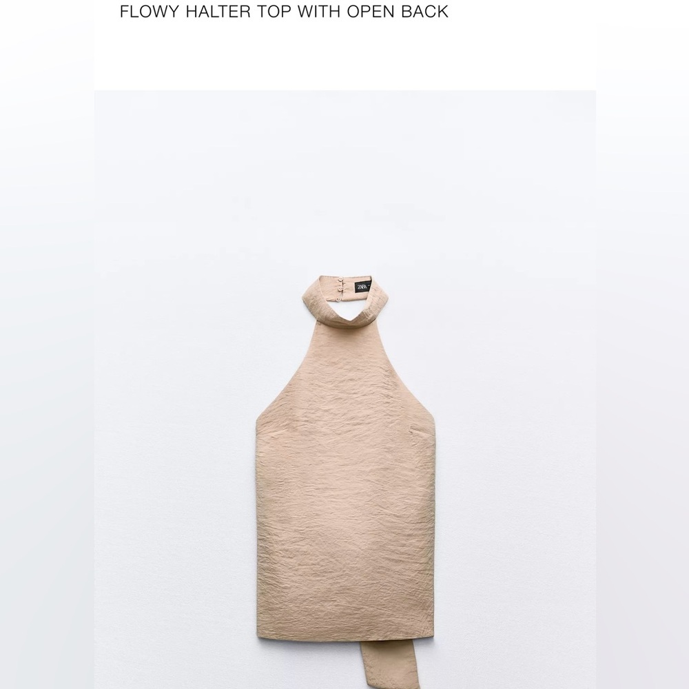 Zara, open back, high neck champagne color top. Size small. New with tags.